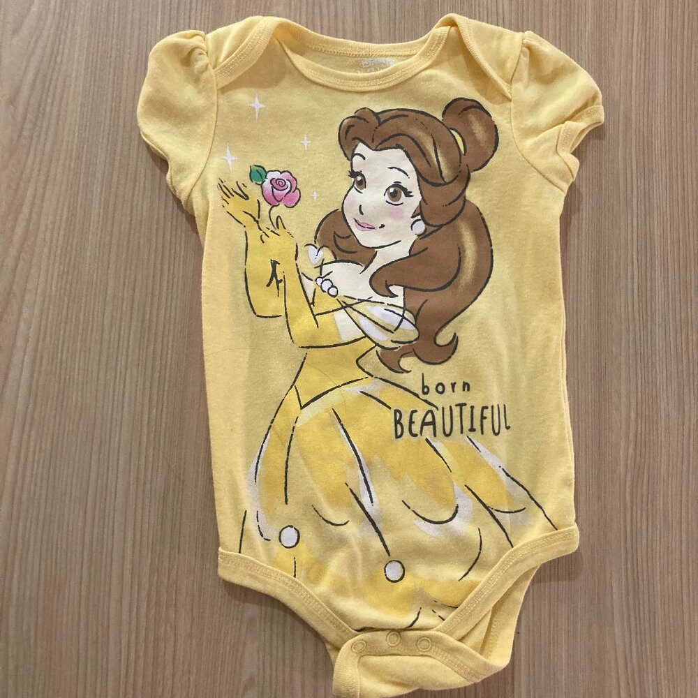 Disney Princess Belle Bodysuit 18 Months Yellow Born Beautiful Graphic Cotton